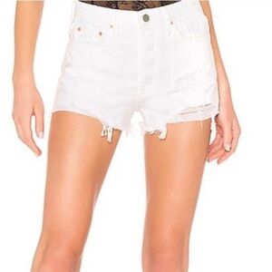 GRLFRND The Cindy High Waist Denim Short White Granada Wash